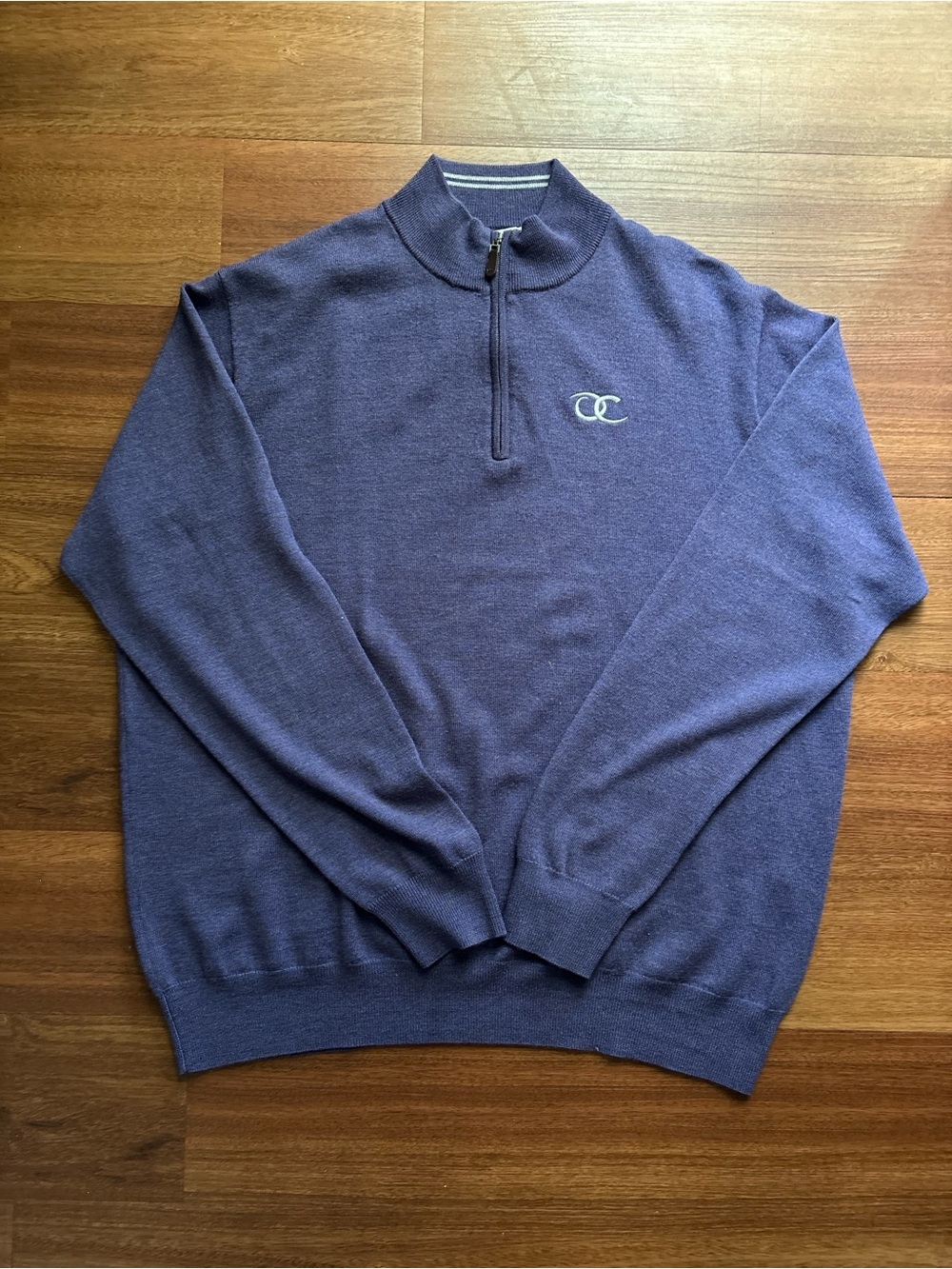 Peter Millar Crown Merino Wool Quarter Zip Sweater Mens XXL Purple Golf